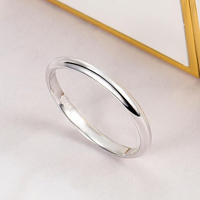 Dankadi Simple Fashion S925 Sterling Silver Ring Smooth Plain Dome Comfort Solid Silver Wedding Ring For Men & Women 3.5 mm 3-13# 24k Real Gold Plated Jewelry