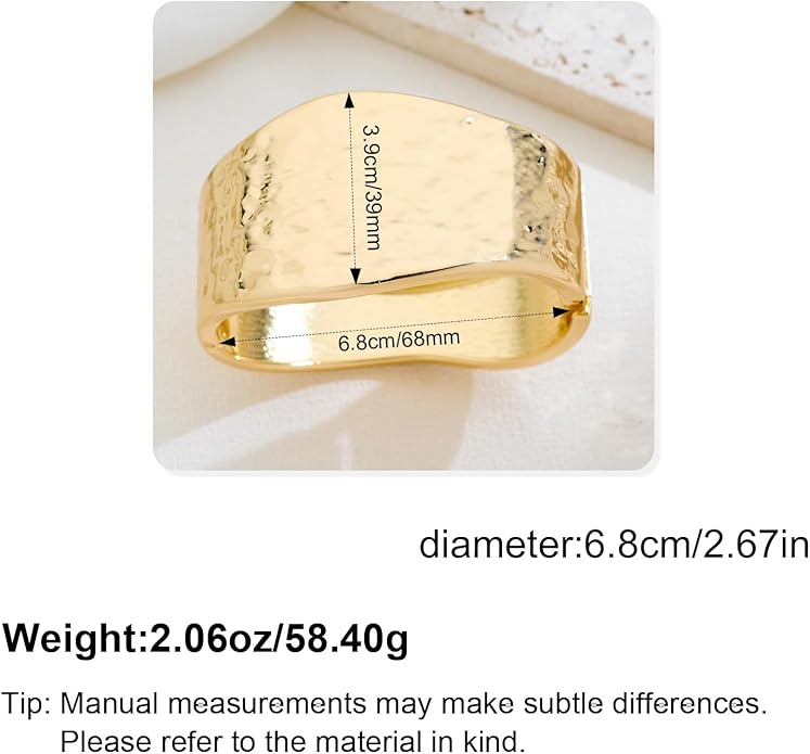 Statement Golden Matte Bracelet for women Minimalist Chunky Brushed Bangle Bracelet Vintage Thick Wide Cuff bracelet Gold Plated Open Cuff Geometric Bracelet