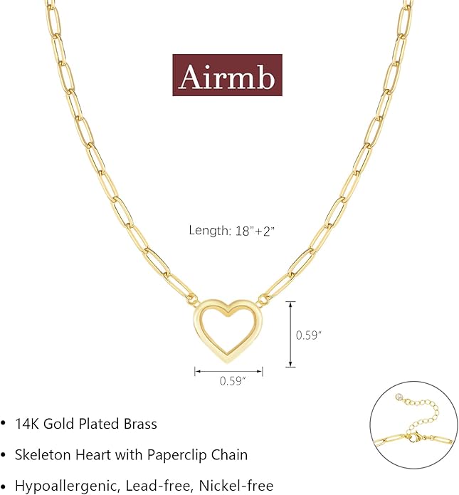 Heart Necklace for Women Gold/Silver Plated Trendy Heart Choker Lover Pendant Hypoallergenic Fashion Gold/Silver Necklace for Women Love Jewelry Gift for Women Girlfriend
