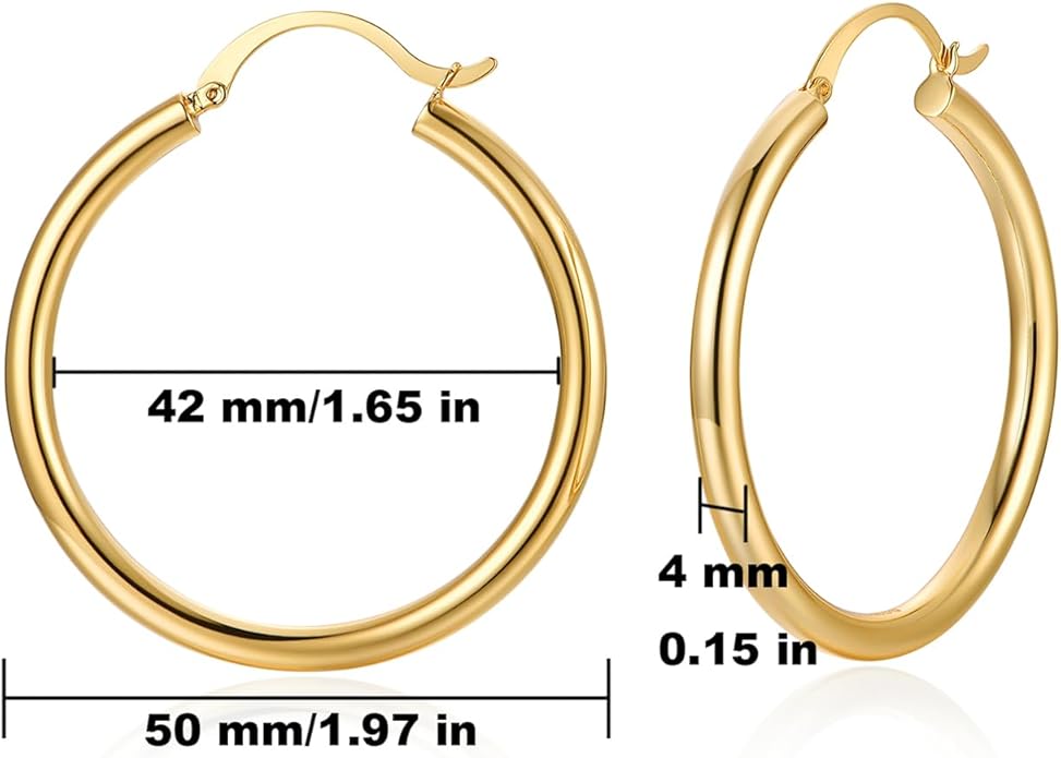 Gold Earrings for Women Girls,14K Gold Plated Hoop Earrings with 925 Sterling Silver Post Cubic Zirconia Stud Earring Huggie Hoops Earrings