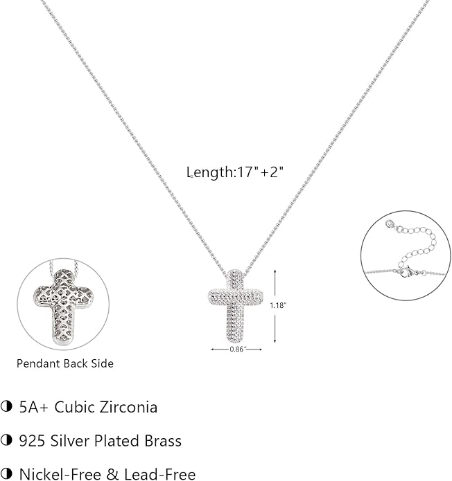 OGD Bubble Cross Necklace for Women 14k Gold Plated Cross Necklace Stackable Dainty Gold Necklace Mariner Chain Necklace CZ Cross Pendant Necklaces Set Simple Jewelry Gift