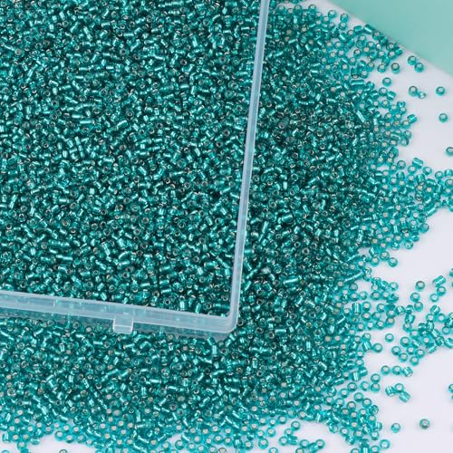 10100 Pcs Size 11/0 Glass Seed Beads, 2 mm Teal Small Mini Spacer Loose Pony Beads for Jewelry Making and DIY Crafts - color: Teal, size: Small