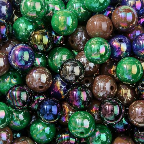 16mm Acrylic Beads 100pcs Ab Halloween Color Bead Chunk Bubblegum Beads for Pens for Necklace Jewelry Bracelets DIY Crafts Making (Navy Blue&Dark Green&Dark Coffee&Black) - color: Navy blue&dark green&dark coffee&black