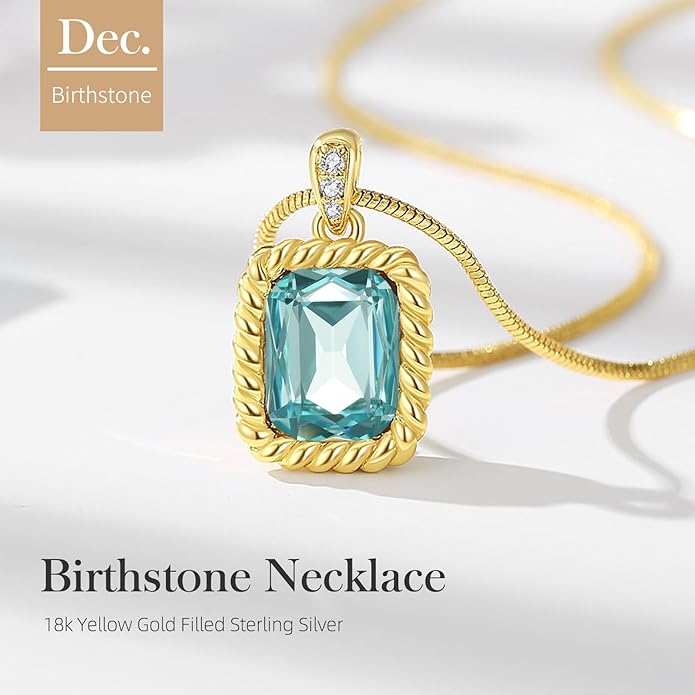 Valentine's Day Gifts for Her-18K Gold Plated Dainty Square Crystal Birthstone Necklace,Gold Jewelry for Women,Anniversary Birthday Gifts for Women Her Wife Girlfriend Mom Womens Necklace Jewelry