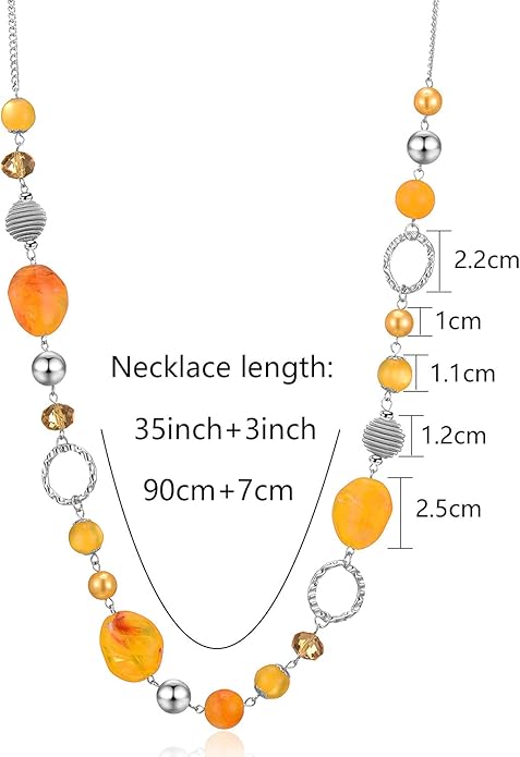 PEARL&CLUB Long Beaded Necklaces For Women - Sweater Chain Fashion Jewelry Necklace Gifts For Women