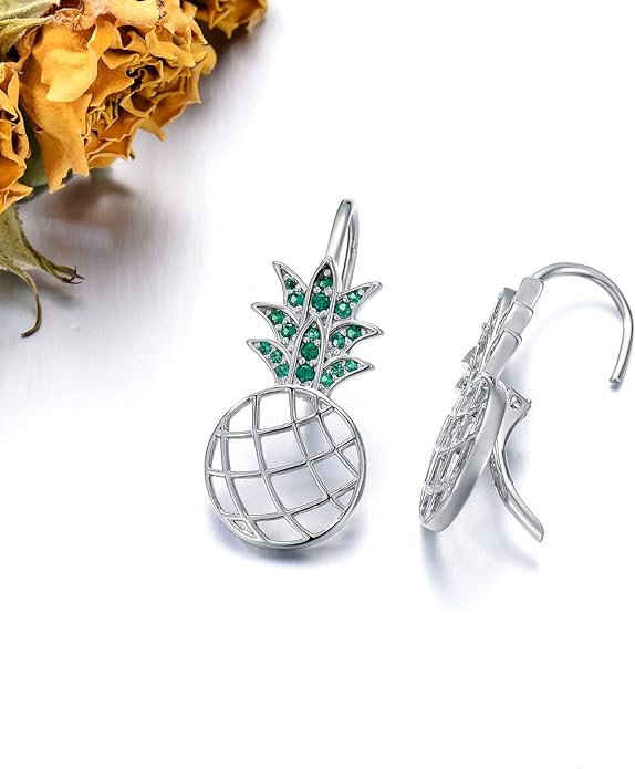 VONALA Flower Earrings for Women 925 Sterling Silver Rose/Lotus/Scottish Thistle/Tulip/Lilac/Mushroom/Pineapple Dangle Drop Earrings Flower Jewelry Gifts for Women Girls Birthday Gifts