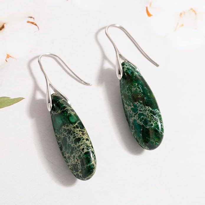 SELOVO Stone Fishhook Dangle Drop Earrings Statement Earrings for Women Stone