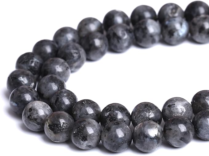 4mm 90pcs Natural Black Labradorite Stone Beads Round Larvikite Beads for Jewelry Making DIY Bracelet 15" (Black Larvikite Labradorite Beads, 4mm)