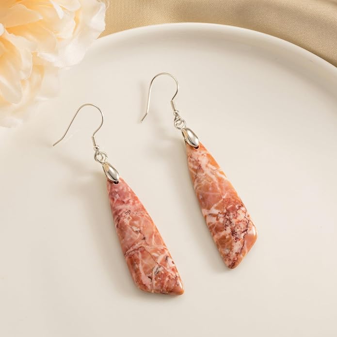 SELOVO Jasper Stone Earrings for Women Trendy Dangle Earrings Fishhook Drop Earrings