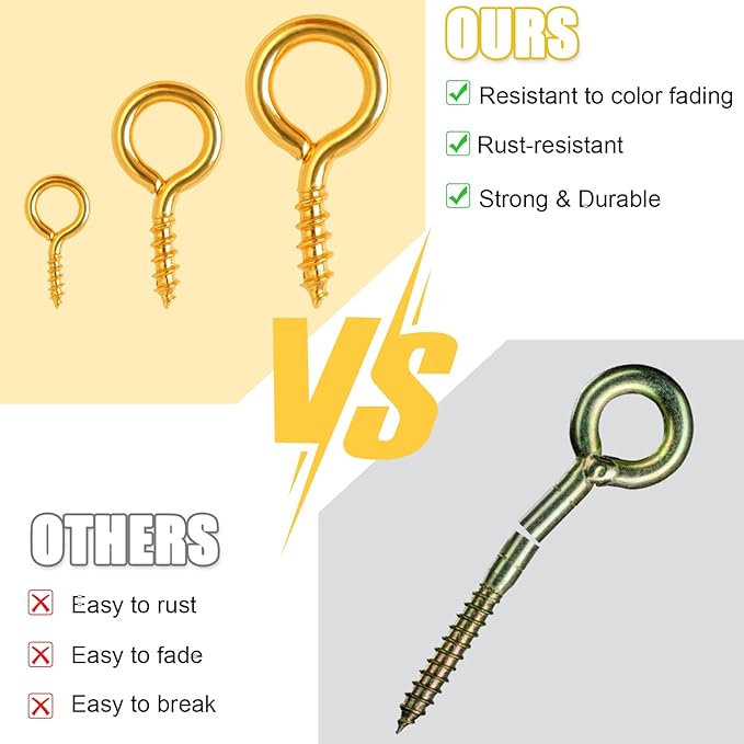 720PCS Small Screw Eye Pins, 3 Styles of Mini Eye Screws, Eyelet Pins Hooks for DIY Crafts, Art Projects, Tiaras and Jewelry Making - Gold