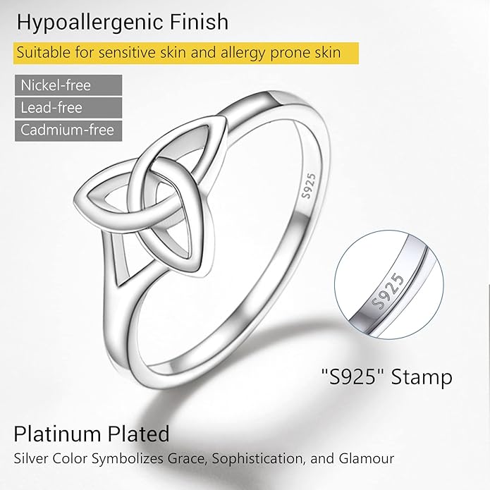 PROSILVER 925 Sterling Silver Claddagh Ring/Celtic Knot Ring for Women, Irish Wedding Band, Rose Gold Plated/Gold Plated, Size 4-12, Come with Box