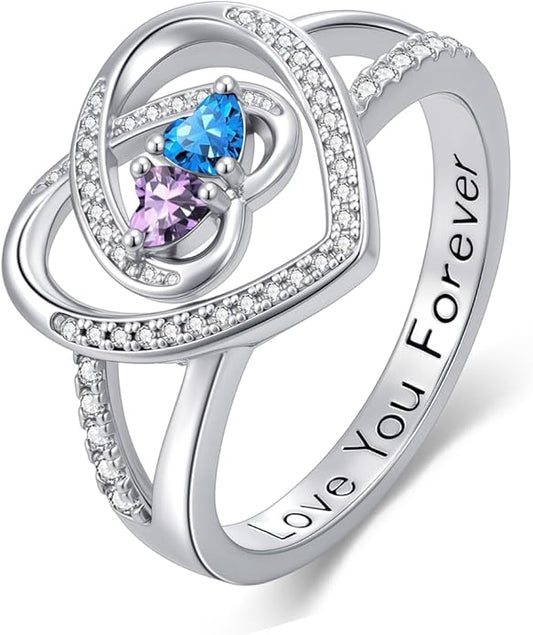Valentine's Day Gifts for Women Birthstone Rings for Women Heart Statemet Engagement Eternity Wedding Promise Rings Jewelry Anniversary Christmas Valentine Mothers Day Birthday Gifts for Wife Her Girlfriend