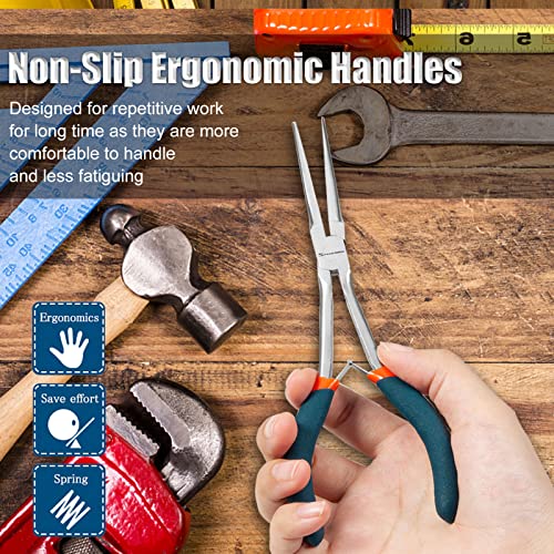 SPEEDWOX 7 Inches Long Reach Needle Nose Pliers with Teeth, Extra Long Nose Mini Precision Wire Looping Pliers for Jewelry Making, Bending Wire and Small Object Gripping - style: Needle Nose Pliers with Teeth