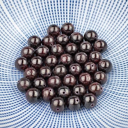 MJDCB Natural Stone Beads Garnet Round Loose Beads for Jewelry Making DIY Bracelet Necklace (8mm) - color: Garnet, size: 8mm