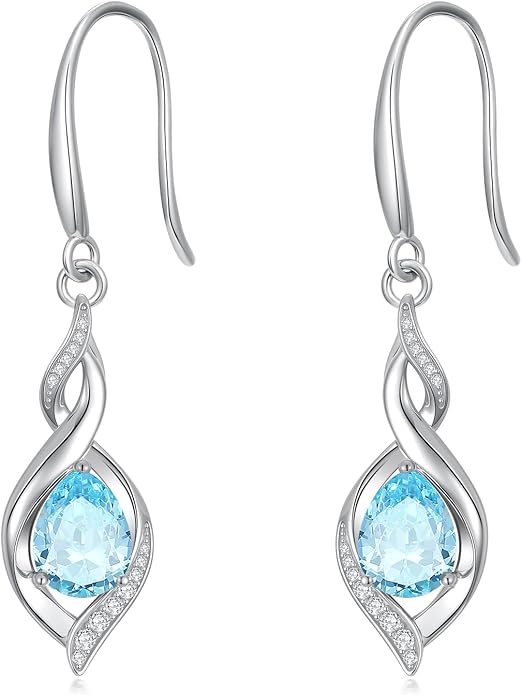 Birthstone Earrings for Women 925 Sterling Silver Infinity Love Jewelry Valentines Day Birthday Gifts for Her Mom Wife Girlfriend