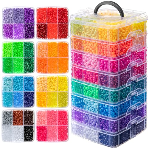 Umikk 10,000PCS Pony Beads Bulk, 48 Colors 6x9mm Plastic Kandi Beads for DIY Bracelet Making Hair Braiding Kandi Jewelry Key Chains Crafts Gifts (5.73LB, Shockproof Packaging) - color: 48colors10000pcs