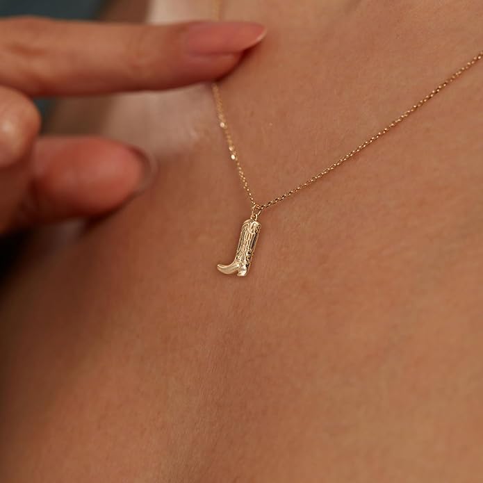 14K Gold Plated Dainty Pendant Butterfly Bead Boot Bee Baseball Flower Compass Airplane Heart Hummingbird Tree Necklace Simple Jewelry Gift for Women