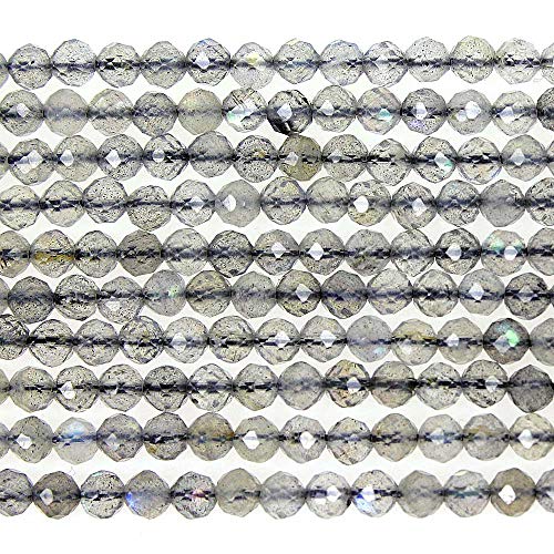 MJDCB 3mm Faceted Natural Gray Moonstone Round Loose Beads for Jewelry Making DIY Bracelet Necklace - color: Gray Moonstone