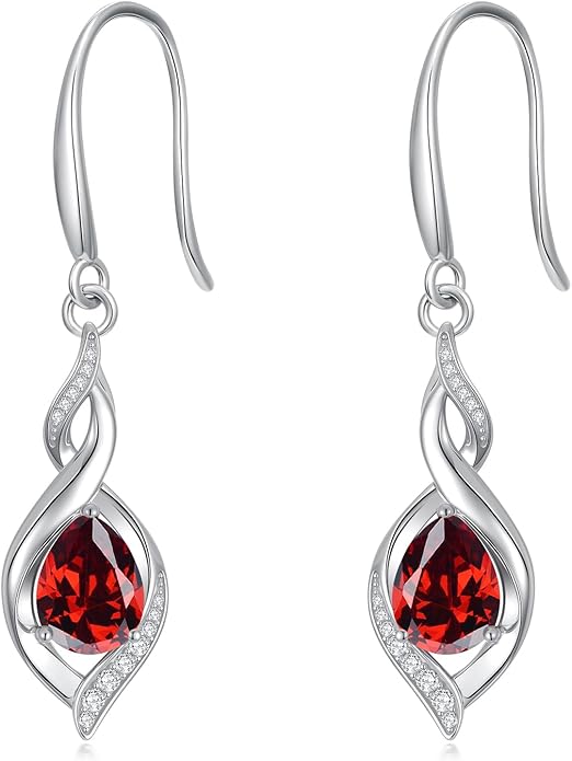 Birthstone Earrings for Women 925 Sterling Silver Infinity Love Jewelry Valentines Day Birthday Gifts for Her Mom Wife Girlfriend