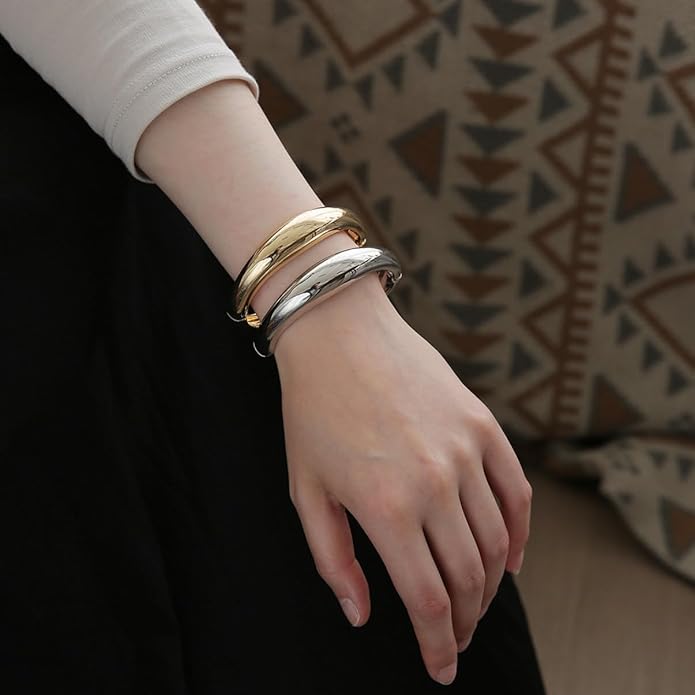 Gold/Silver Cuff Bangle Bracelets For Women Chunky Waterdrop Twisted Hinged Bangle Bracelets Minimalist Arm Cuff Bracelet Jewelry Gifts