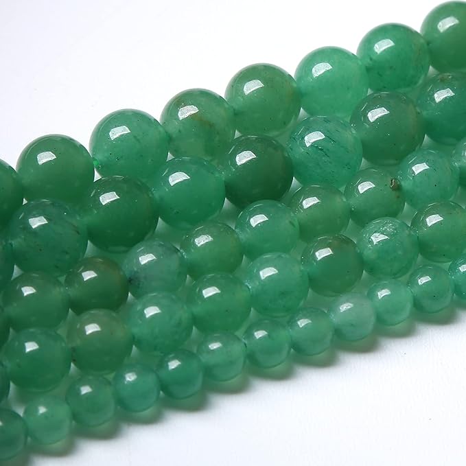 38pcs 10mm Natural Green Aventurine Beads Semi Precious Round Smooth Gemstones Beads for Jewelry Making DIY Necklaces Bracelets