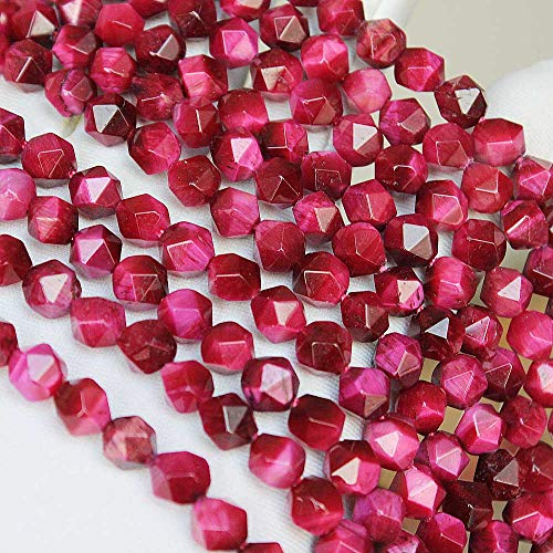 MJDCB Best Sellers Natural Stone Beads Faceted Polygon Rose Red Tiger Eye Crystal Energy Stone Healing Power for Jewelry Making(8mm) - color: Rose Red Tiger Eye