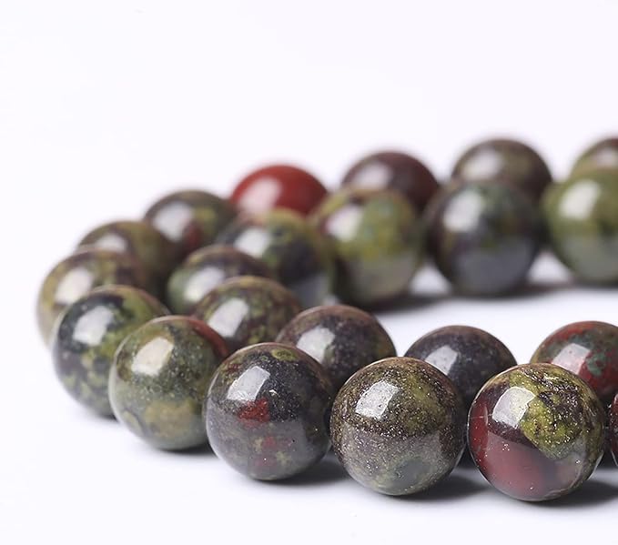 Natural Dragon Blood Jasper Beads Round Loose Energy Healing Stone Beads for Jewelry Making DIY Bracelet 12mm 32pcs 15 Inch