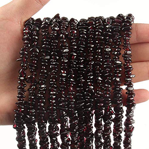 Genuine Garnet Chips Gemstone Beads 3-5mm Irregular Shaped Crystal Chip Stone Loose Bead for Jewelry Making 1 Strand 32" - color: Garnet