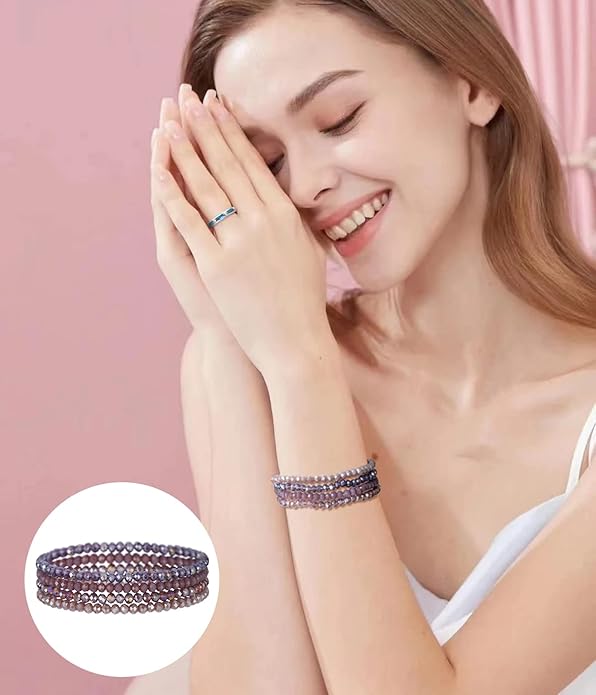 Noessla Beaded Boho Stretch Bracelet Colorful Stackable Crystal Beads Bracelets Trendy Costume Jewelry Mothers Day Gifts for Women