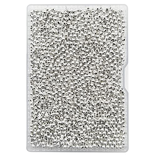 2000 Pieces 3.2mm Silver Iron Metal Spacer Bead Round Loose Beads - size: 3.2mm