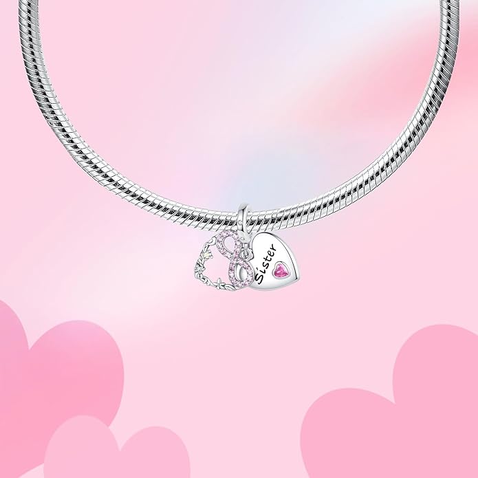 Bible Family Mom Wife Love Heart Dangle Charm 925 Sterling Silver Charms fits Bracelets and Necklace Pendant Bead Charms Jewelry Present for Women Family Friends
