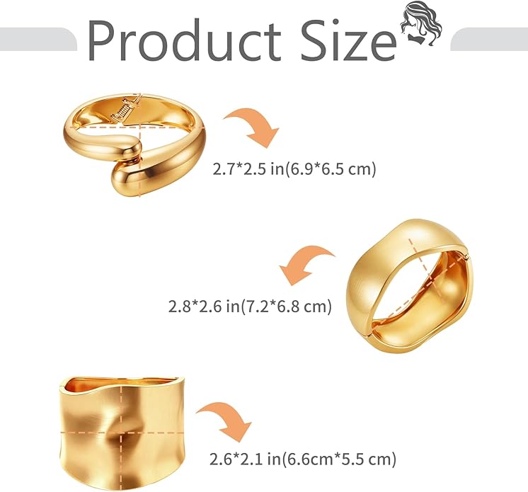 Gold Cuff Bracelets for Women Chunky Bangle Bracelets Wide Thick Twisted Hinged Bracelet Trendy Irregular Statement Opening Bracelet Minimalist Bangle Jewelry Gift