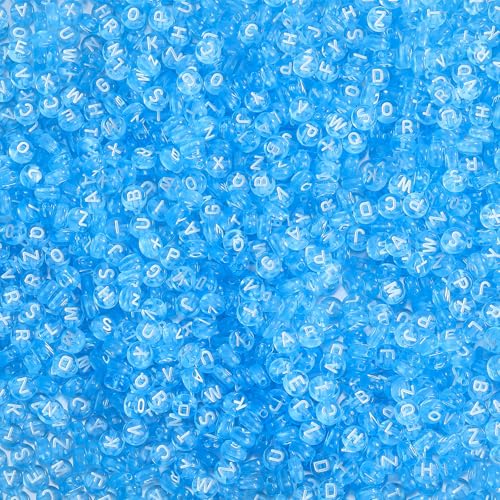 Ornaland 1480Pcs Letter Beads for Jewelry Making Bulk 7x4MM Small Acrylic Round Alphabet Beads for Earrings Necklaces Bracelets DIY Supplies(Light Blue) - color: Light Blue