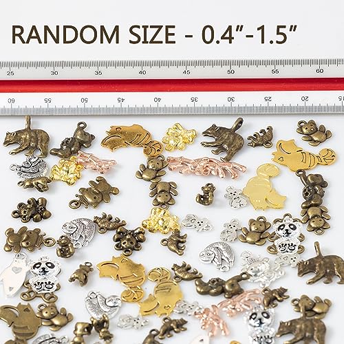 stino 100g Metal Pendant Charms for Jewelry Making, Bulk Silver & Gold Plated Charms for Braclet Necklace Crafts, Animal Plant Flower Pet and so on - color: Bear Mixed Color