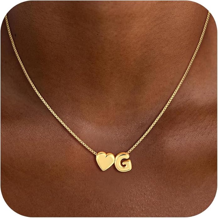 Valentines Day Gifts for Kids Teen Girls Women - 14K Gold Plated Dainty Heart A-Z Initial Letter Necklace Teen Girls Gifts Trendy Stuff Birthday Gift for 5 6 7 8 9 10 Year Old Girls Gift