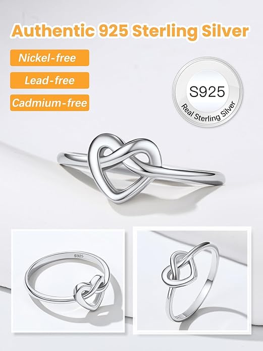 Bestyle 925 Sterling Silver Ring for Women, Minimalist Claddagh Ring Celtic Knot Ring for Women, Irish Promise Wedding Band, Gold/Rose Gold Vermeil Women Band Ring, Stackable, Gift for Her