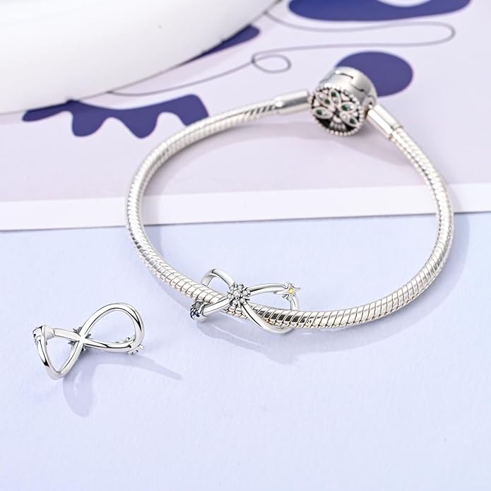 MULA 925 Sterling Silver Charms for Bracelets and Necklaces Family Letters Dangle Pendants Airplane Travel Beads Family Tree Jewelry Charms for Women