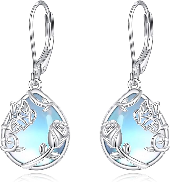 VONALA Flower Earrings for Women 925 Sterling Silver Rose/Lotus/Scottish Thistle/Tulip/Lilac/Mushroom/Pineapple Dangle Drop Earrings Flower Jewelry Gifts for Women Girls Birthday Gifts