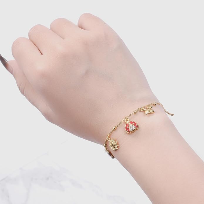 Women's 925 Sterling Silver Bracelet, Non Tarnish 18K Gold Plated Bracelets for Women, Dainty Chain Simple Jewelry Cute Handmade Minimalist for Gift