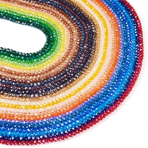 Craftdady 25 Strands Faceted Rondelle Glass Beads 6 mm Colorful Briolette Glass Crystal Spacer Beads Tiny Loose Beads for Bracelet Necklace Jewelry Making DIY Supplies - size: 6mm