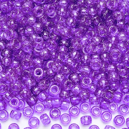IOOLEEM Purple Glitter Pony Beads,1200pcs Beads for Bracelets Making & Hair braiding, Kandi Friendship Bracelets & Jewelry Making. - color: Purple Glitter