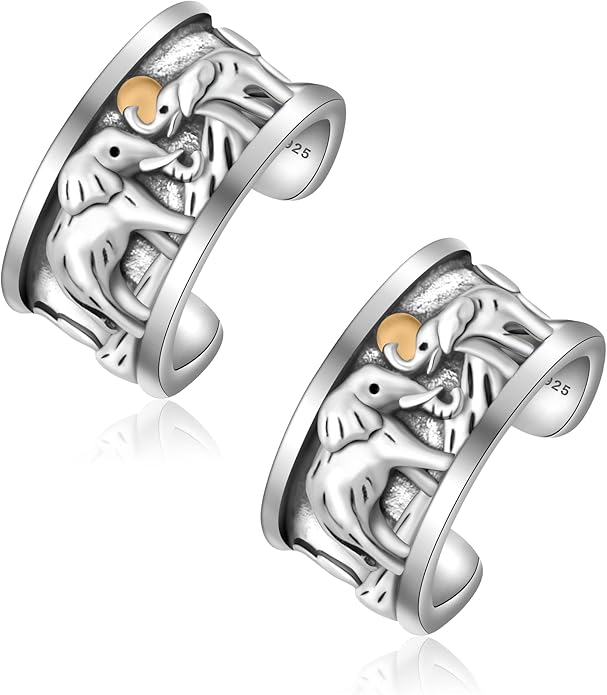 CHIC & ARTSY 925 Sterling Silver Ear Cuffs for Women, Non Piercing Clip On Cartilage Cuffs, Adjustable Fake Conch & Helix Earrings, Gold Plated & Oxidized Various Styles