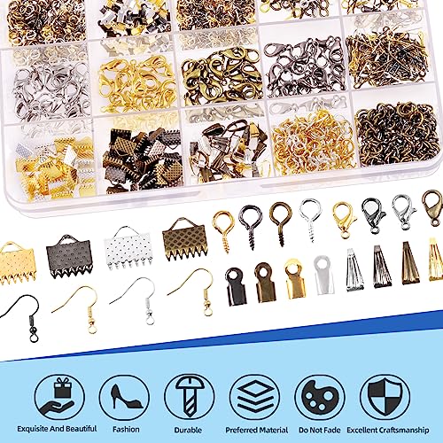 Glarks 1616Pcs Making Supplies Kit with Jewelry Tools, Includes Pliers, Jewelry Wires, Charm Pendants, Jewelry Findings for Jewelry Making and Repair - size: 1587pcs