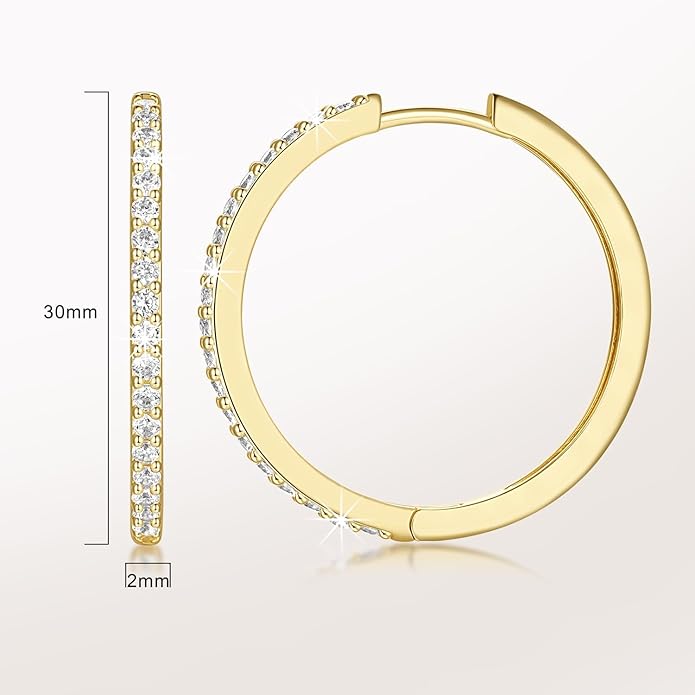 NEARLAND 14K Gold Hoop Earrings for Women 14K Gold Earrings Hypoallergenic Lightweight Small Hoop Earring for Womens with Round Cubic Zirconia Huggie Hoops Earring for Women 12/14/16/20/25/30mm