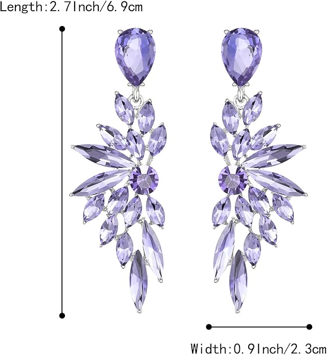 BriLove Women's Wedding Bridal Crystal Teardrop Multi Marquise Cluster Bling Dangle Earrings