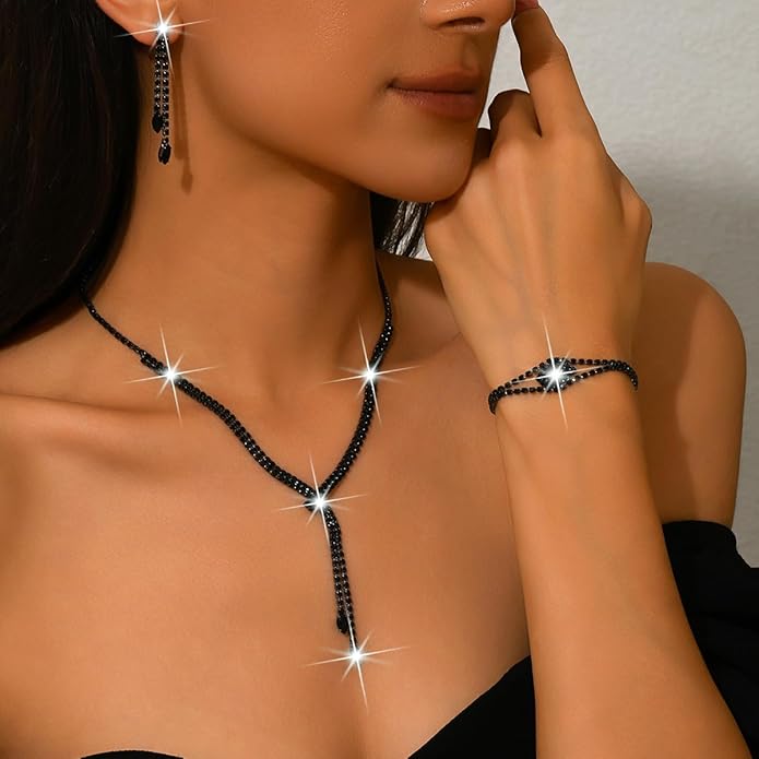 4 Pieces Cubic Zirconia Wedding Jewelry Sets for Bride Rhinestone Bridal Jewelry Set Necklace Bracelet Earring Ring for Brides Bridesmaid for Wedding Party