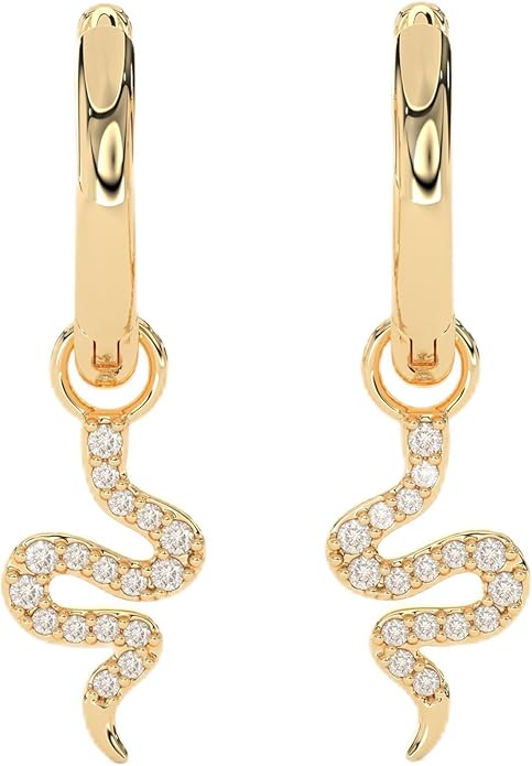 14K Yellow Gold Vermeil Earrings for Women, Hypoallergenic 925 Sterling Silver Minimalist Dainty Jewelry, CZ Accent Stud Hoop & Dangle Earrings, Gift for Her