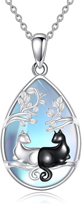 KQF Dragonfly/Butterlfy/Cat/Jellyfish/Bunny/Axolotl/Bee/Mermaid/Hummingbird/Elephant Necklace for Women Sterling Silver Moonstone Pendant Necklace Dragonfly Jewelry Gifts for Women