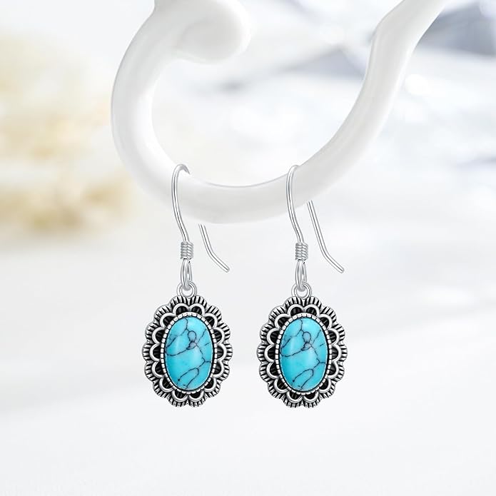 Western Earrings for Women 925 Sterling Silver Turquoise Western Country Dangle Drop Earrings Country Jewelry Gifts for Cowgirl Cowboy