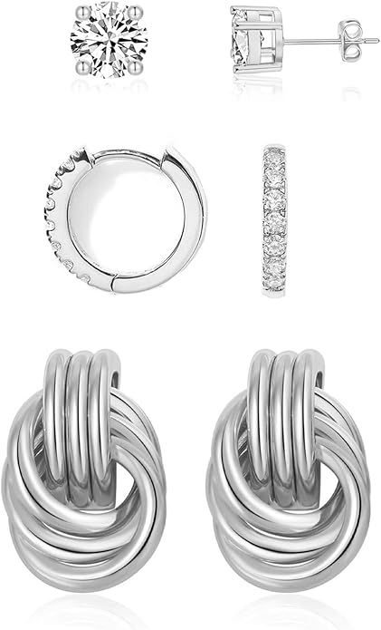 3Pairs Gold Hoop Earrings Set for Women Trendy Chunky Huggie Dainty Earring Jewelry for Women Teens
